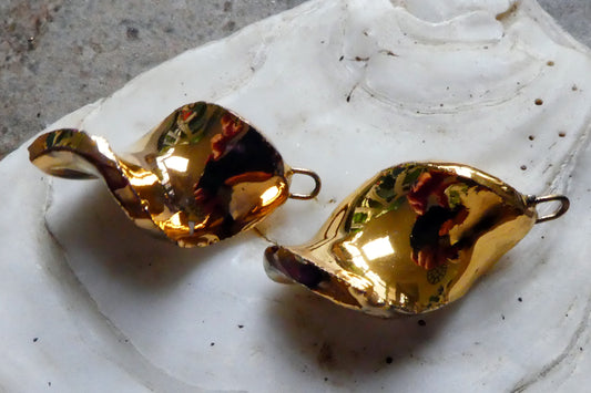 Ceramic Lustre Twist Charms - Gold