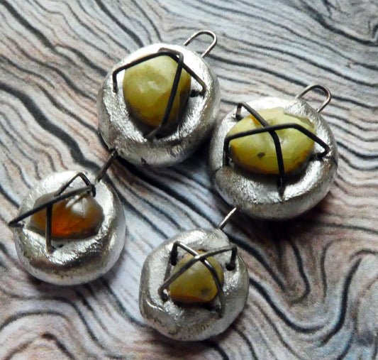 Ceramic Silvery Sea Glass Cage Dangles #2