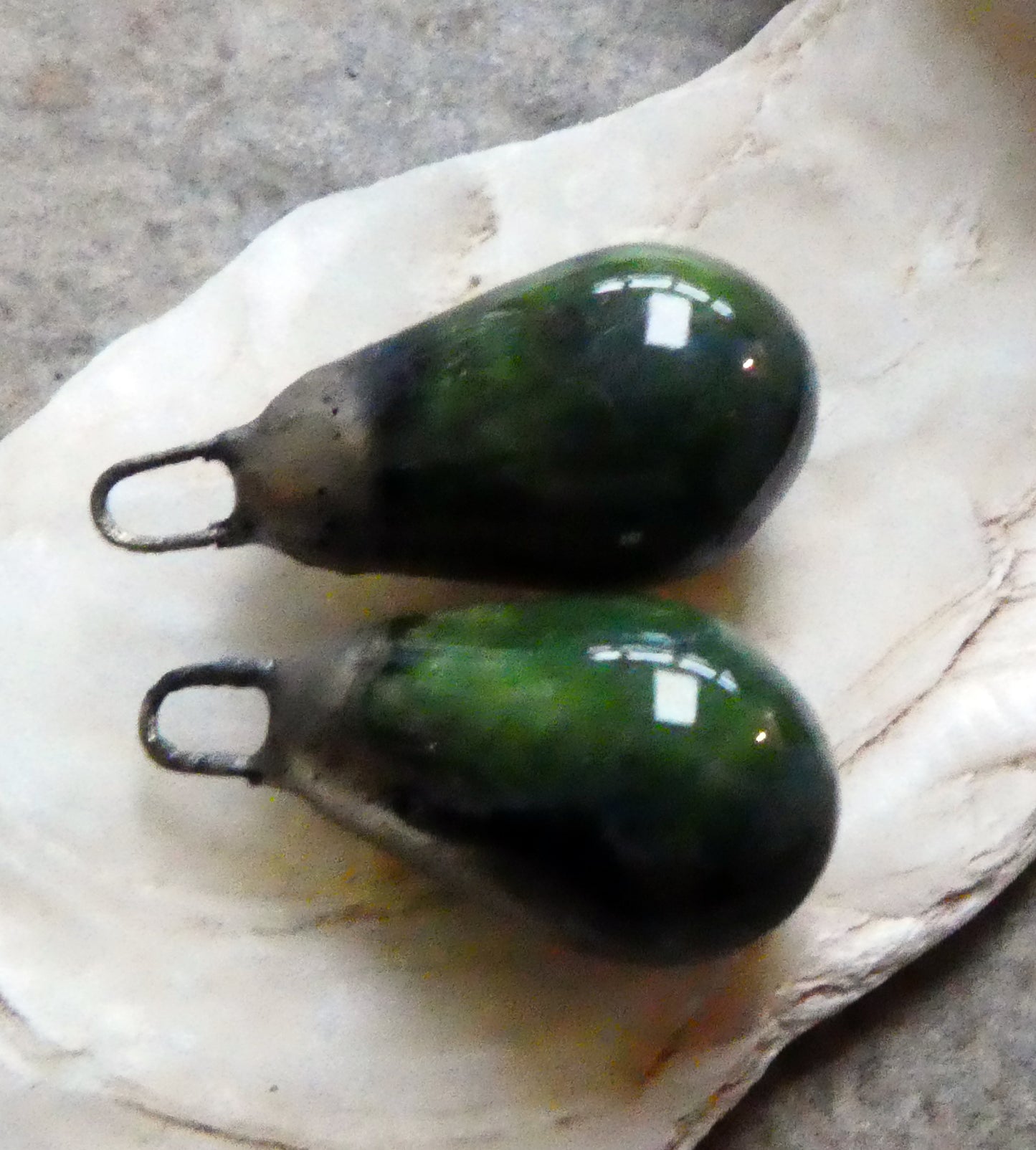 Ceramic Drops Earring Charms -Emerald