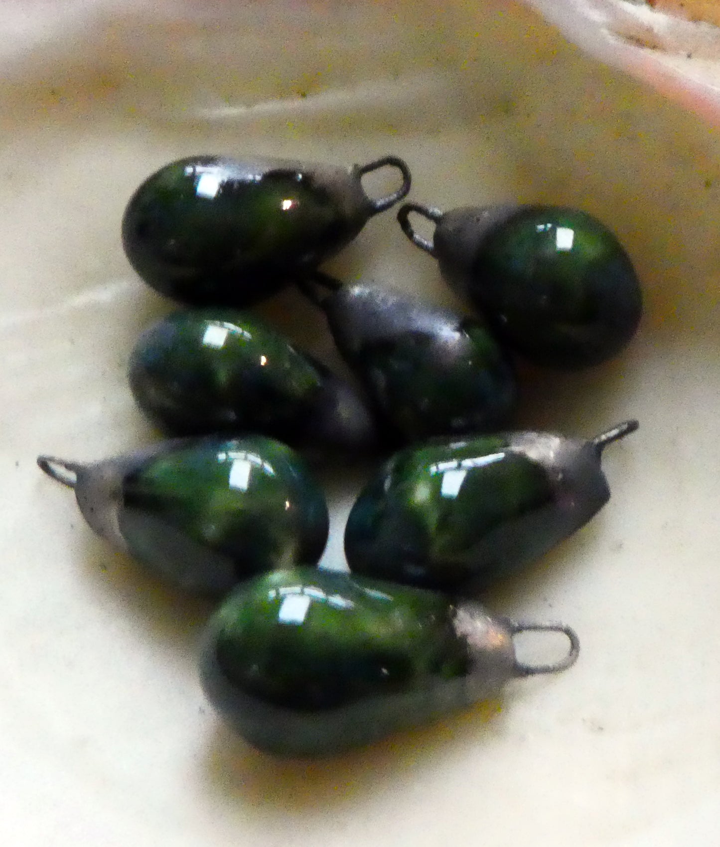 Ceramic Drops Earring Charms -Emerald