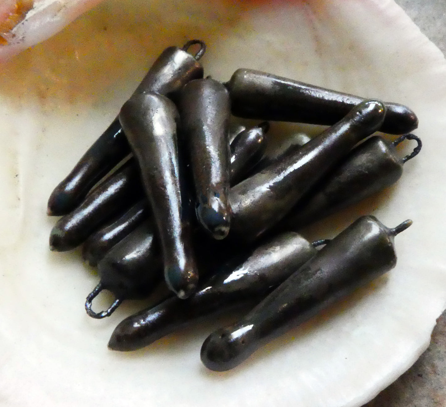Ceramic Spikes Earring Charms -Burnished Bronze