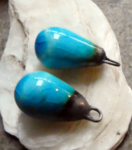 Ceramic Drops Earring Charms -Taunton Turquoise