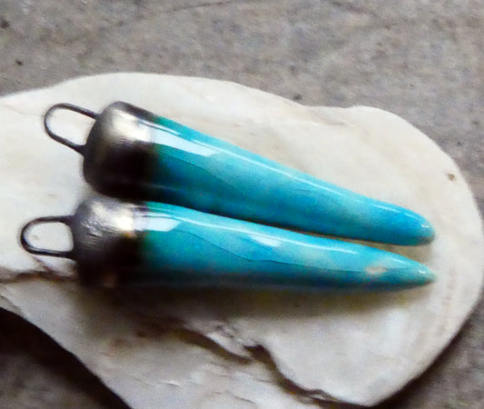 Ceramic Spikes Earring Charms -Taunton Turquoise