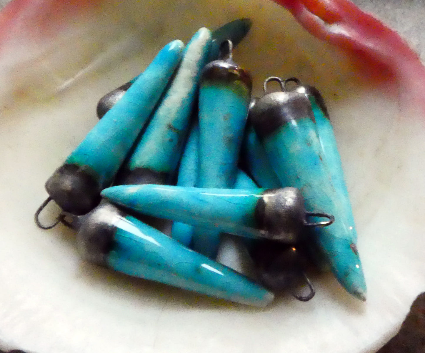 Ceramic Spikes Earring Charms -Taunton Turquoise