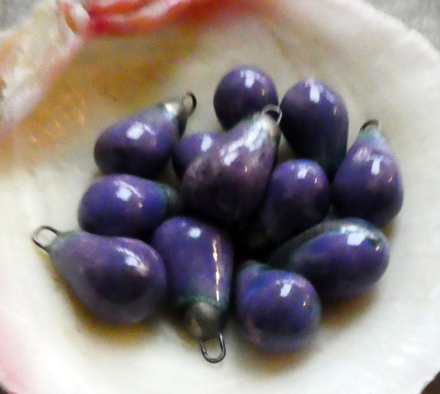 Ceramic Drops Earring Charms -Lavender Flower