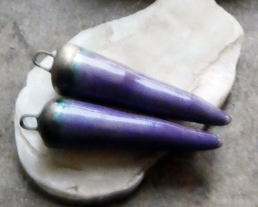 Ceramic Spikes Earring Charms -Lavender Flower