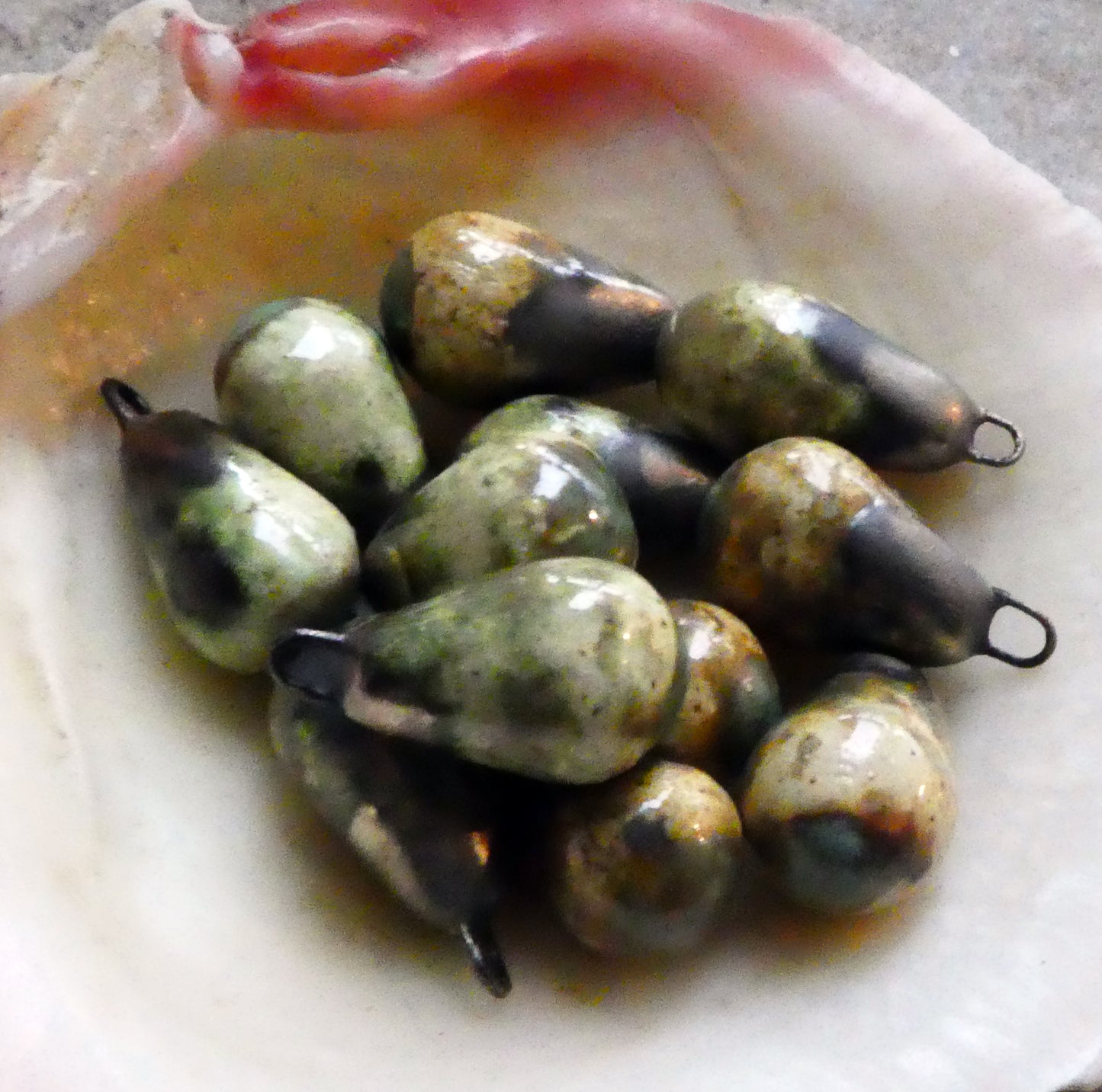 Ceramic Drops Earring Charms -Old Copper