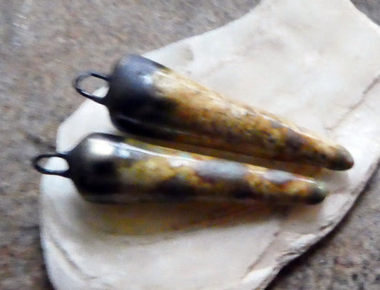 Ceramic Spikes Earring Charms -Old Copper