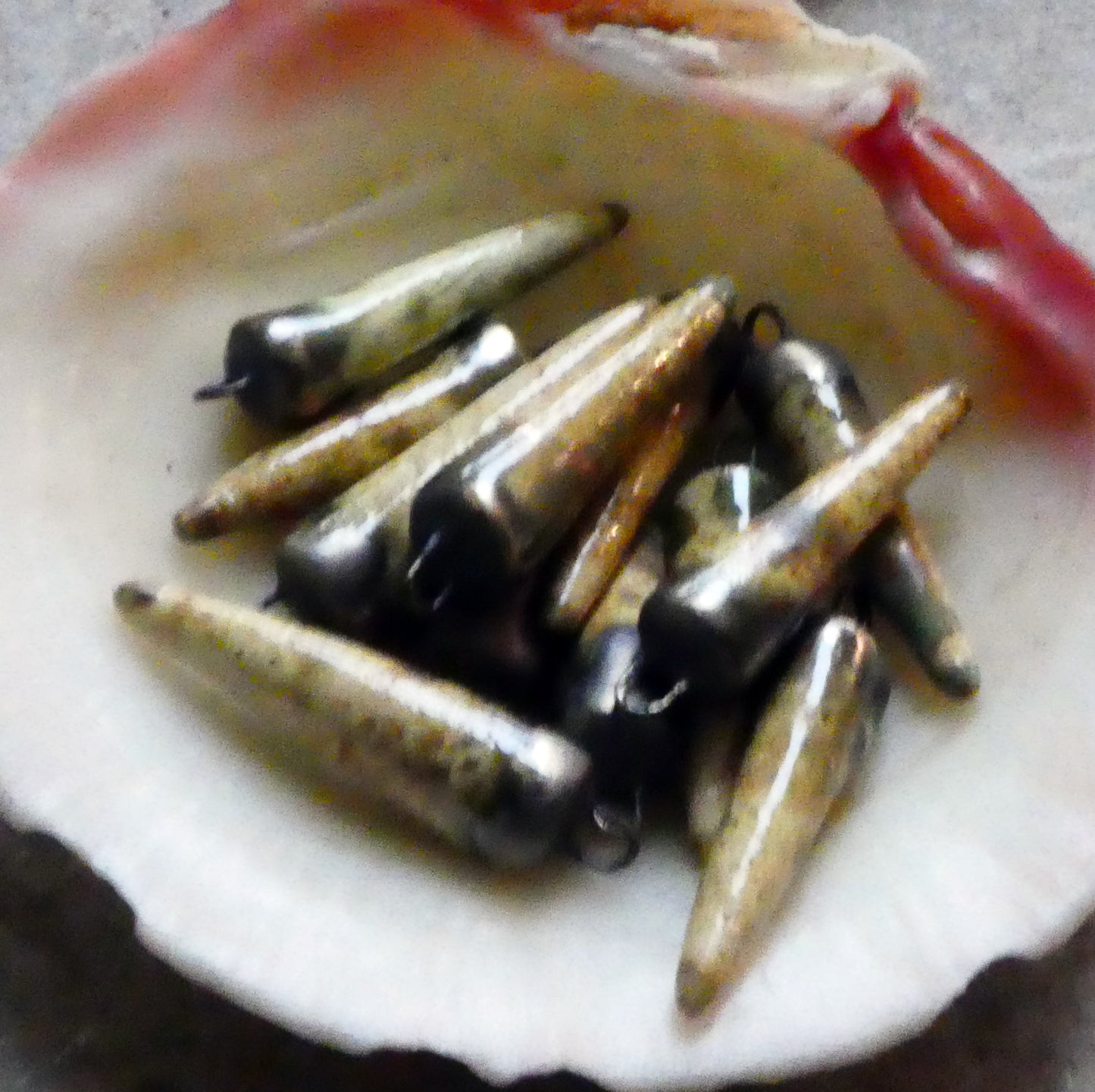 Ceramic Spikes Earring Charms -Old Copper