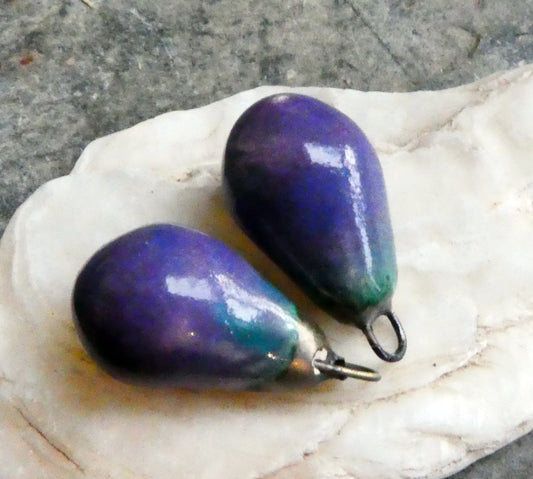 Ceramic Drops Earring Charms -Lavender Flower