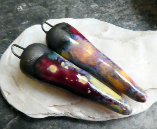 Ceramic Bronzy Spike Earring Charms -Sailors Delight