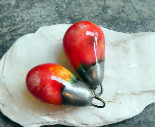 Ceramic Bronzy Drop Earring Charms -Fruit Punch