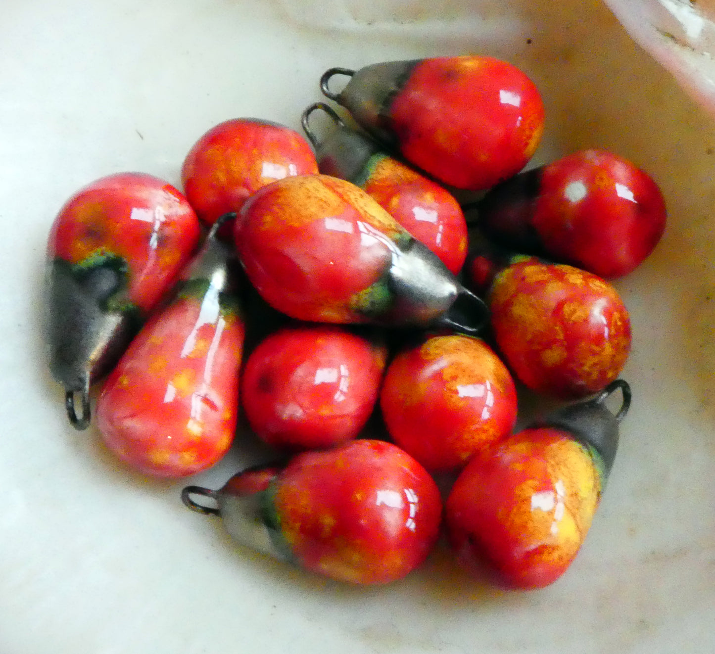 Ceramic Bronzy Drop Earring Charms -Fruit Punch