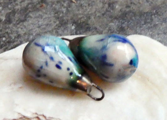 Ceramic Bronzy Drop Earring Charms -Northern Lights