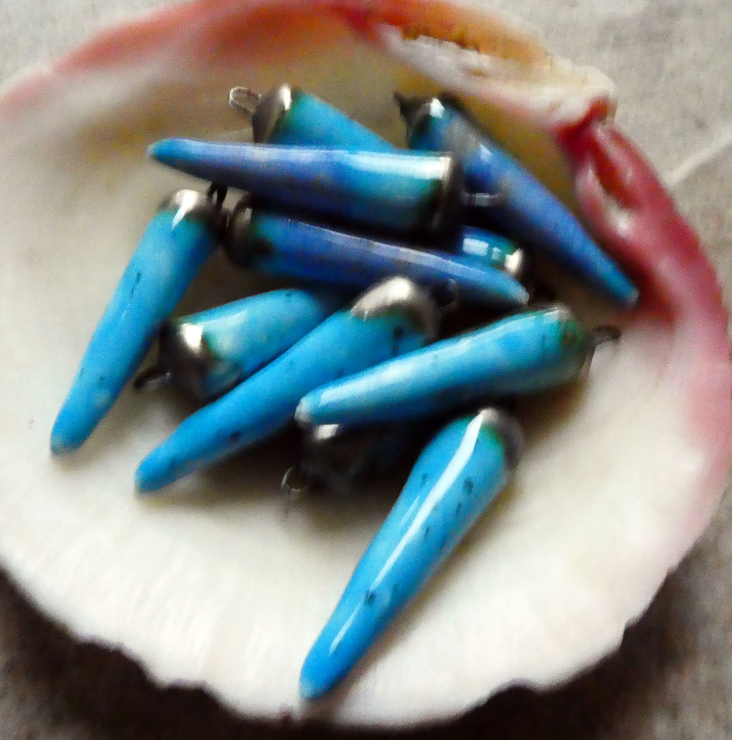 Ceramic Bronzy Spikes Earring Charms - Tranquil Earth