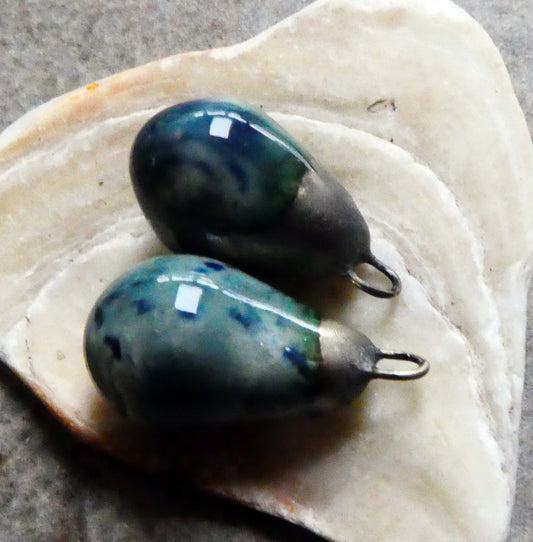 Ceramic Bronzy Drops Earring Charms - Sea Urchin