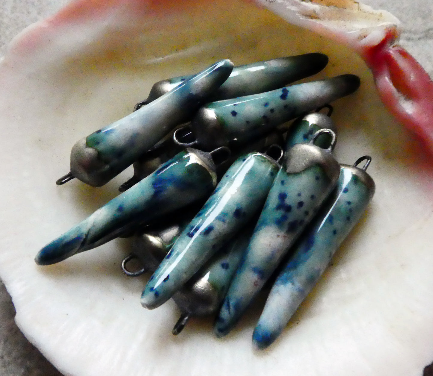 Ceramic Bronzy Spikes Earring Charms - Sea Urchin