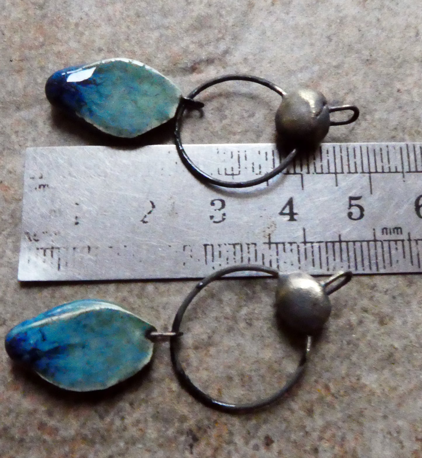 Ceramic Hoopy Leaf and Bobble Dangles- Bora Bora