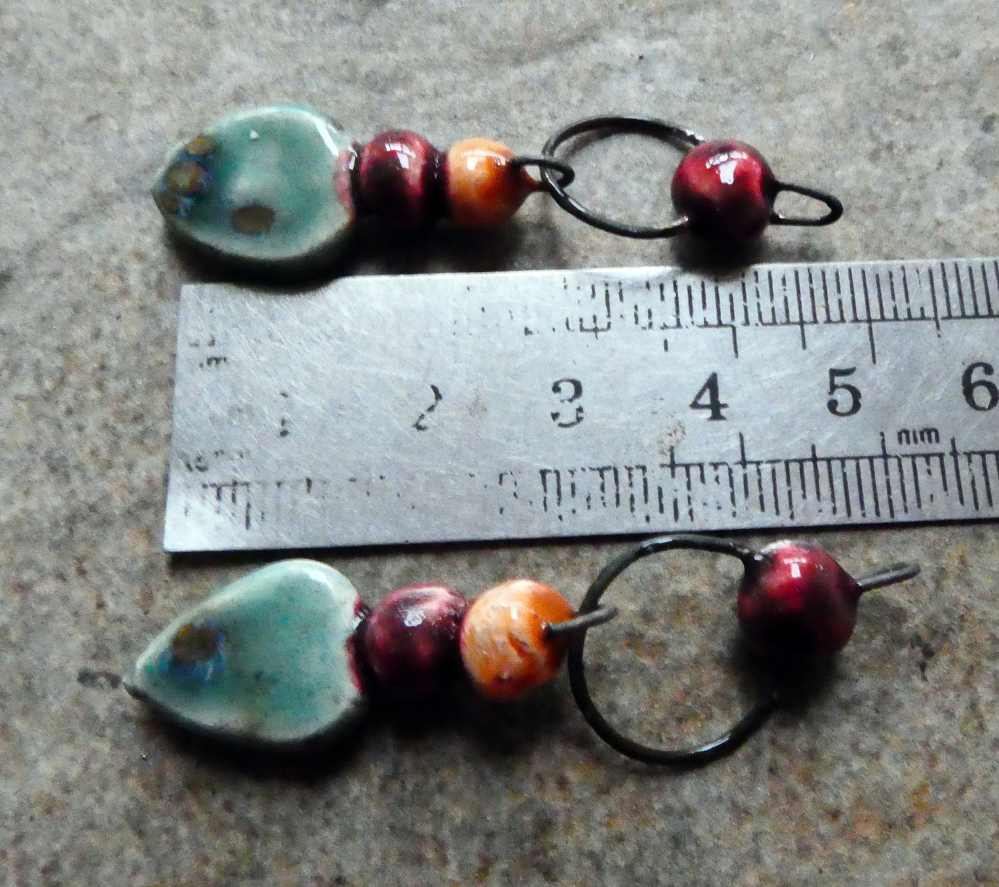 Ceramic Berries and Leaf Dangles - Mystic Jade
