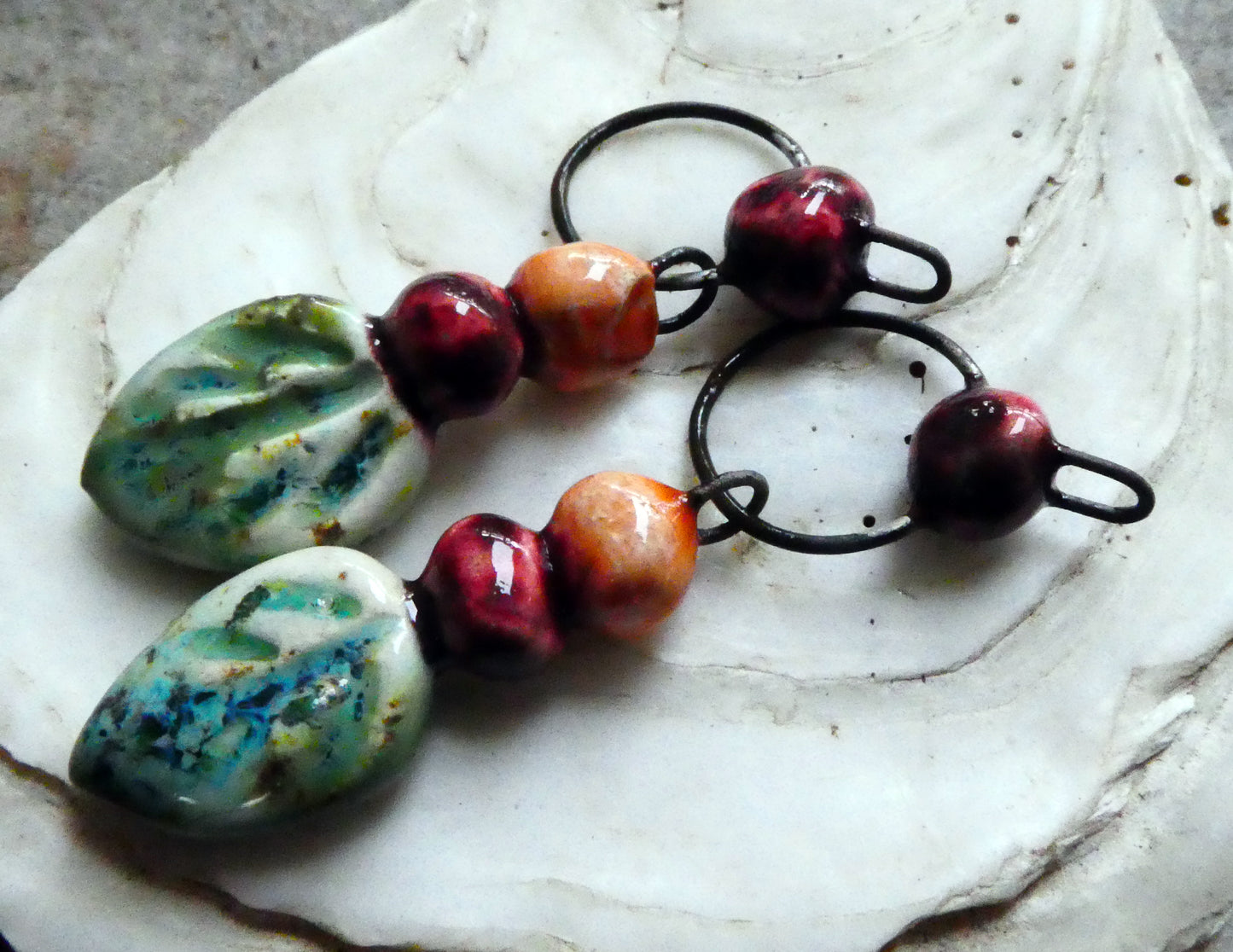 Ceramic Berries and Leaf Dangles - Herb Garden