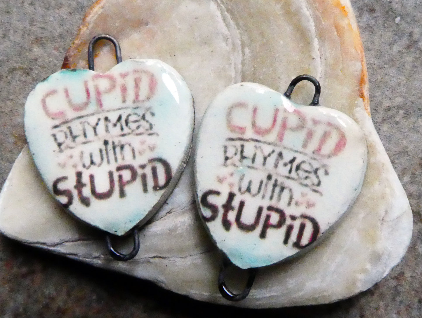 Ceramic Anti-Valentine Earring Connectors #9