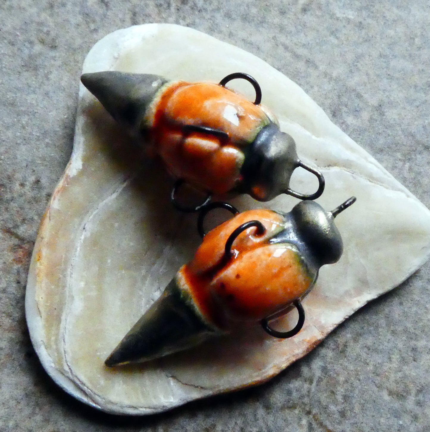 Ceramic Hoopy Pointy Earring Connectors - Wildfire
