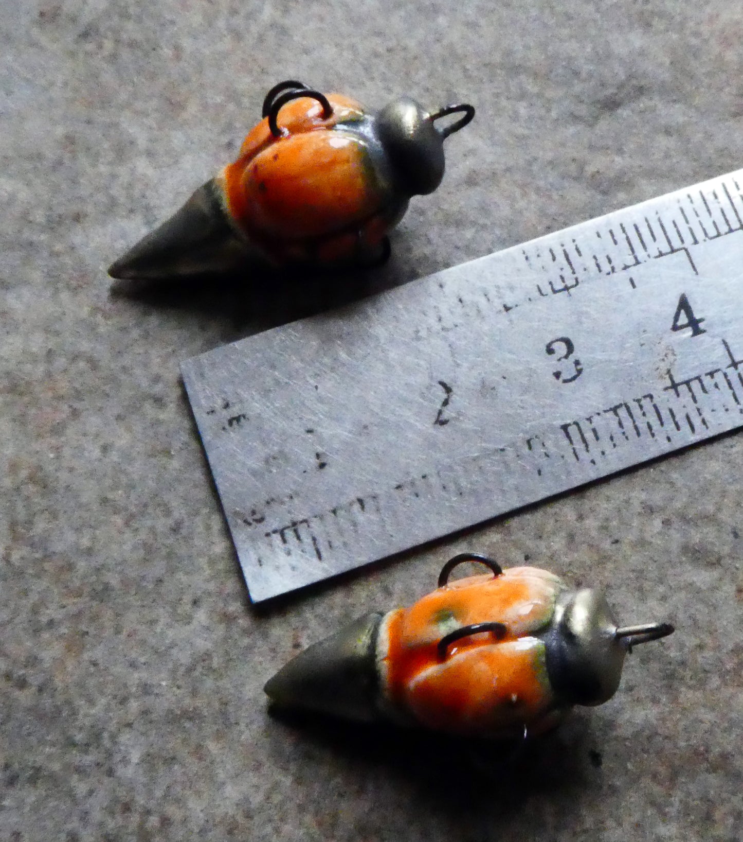 Ceramic Hoopy Pointy Earring Connectors - Wildfire