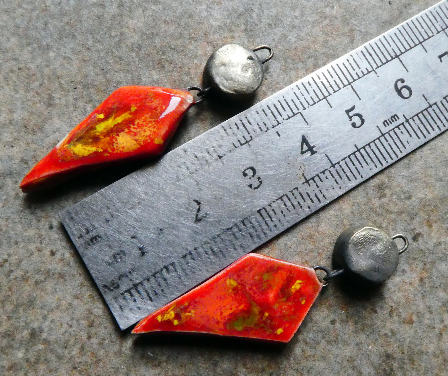 Ceramic Long Diamond Dangles - Firecracker