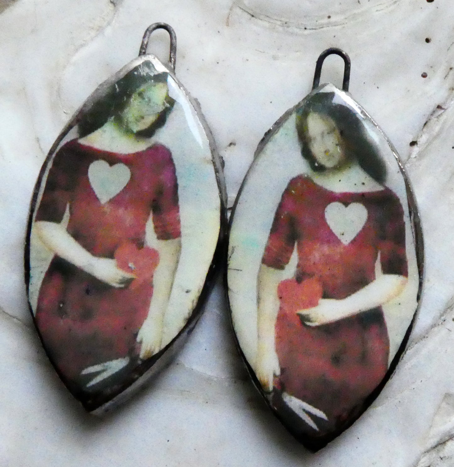 Ceramic Valentine Mona Lisa Decal Earring Charms #1