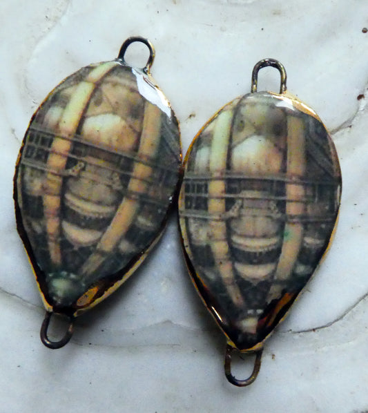 Ceramic Steampunk Hot Air Balloon Decal Connectors #10