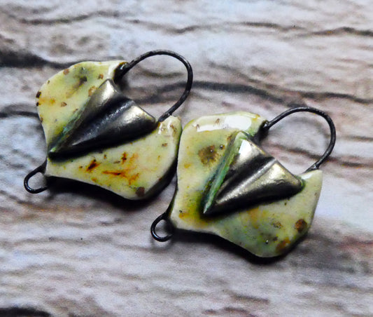 Ceramic Lotus Earring Connectors - Cappuccino Mint