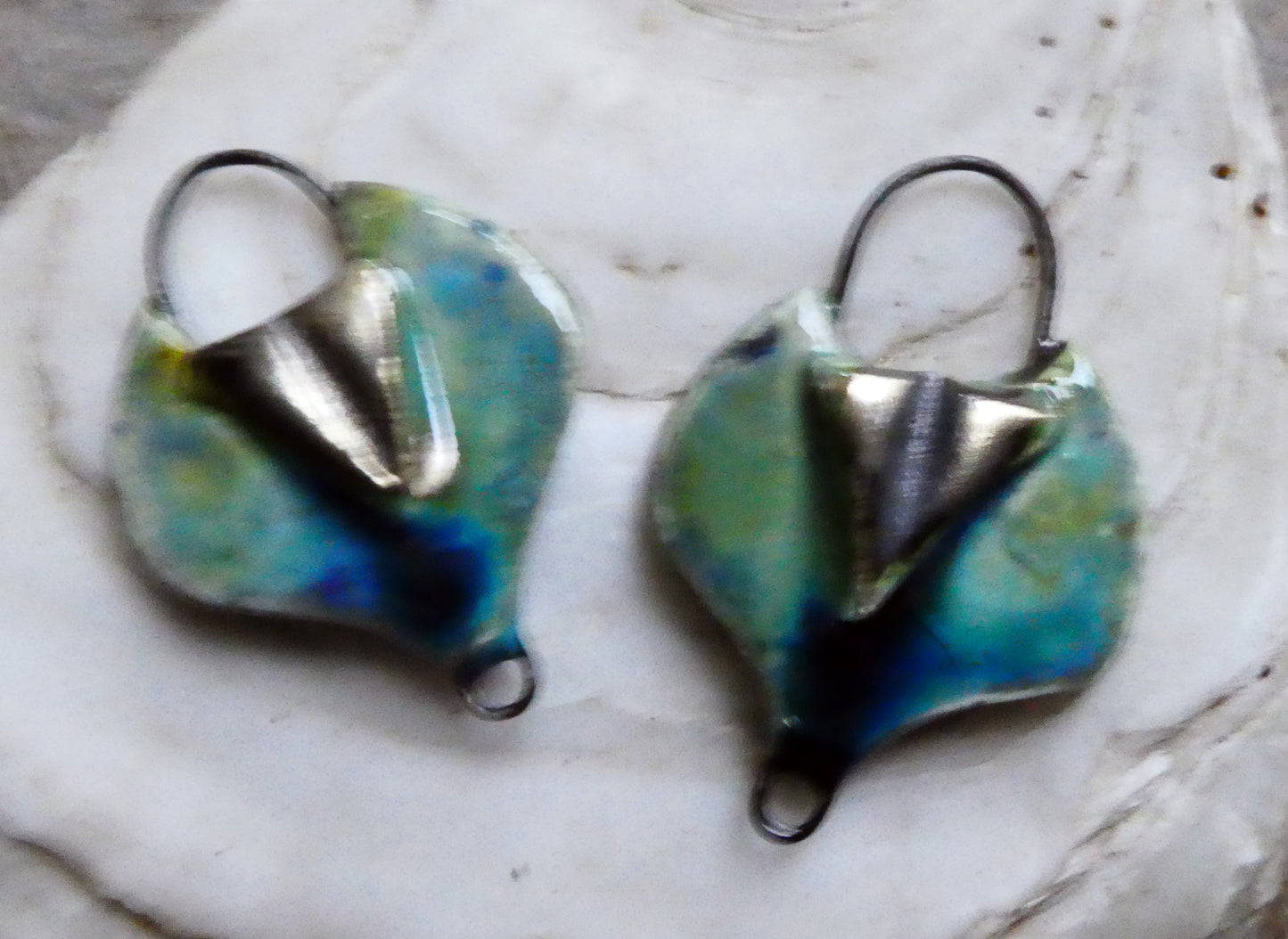 Ceramic Lotus Earring Connectors - Blue Azure