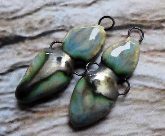 Ceramic Double Drop Earring Connectors - Blue Agate