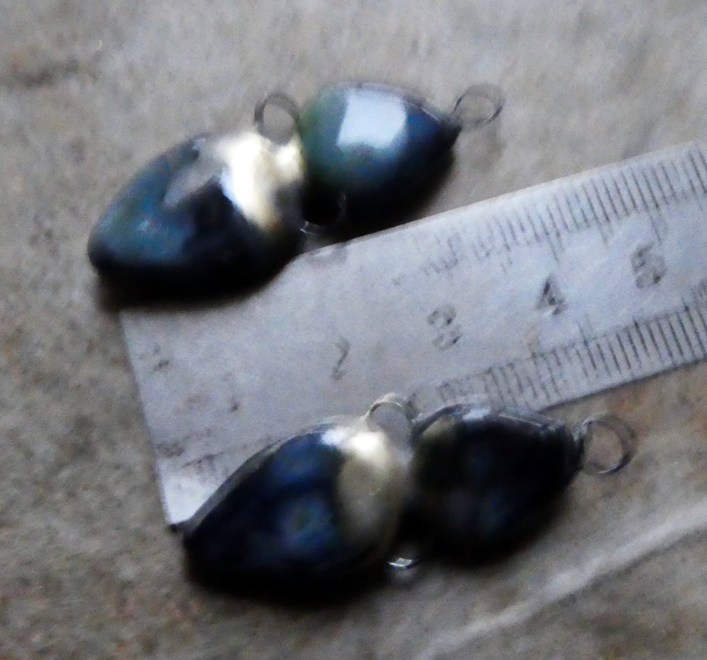 Ceramic Double Drop Earring Connectors - Obsidian
