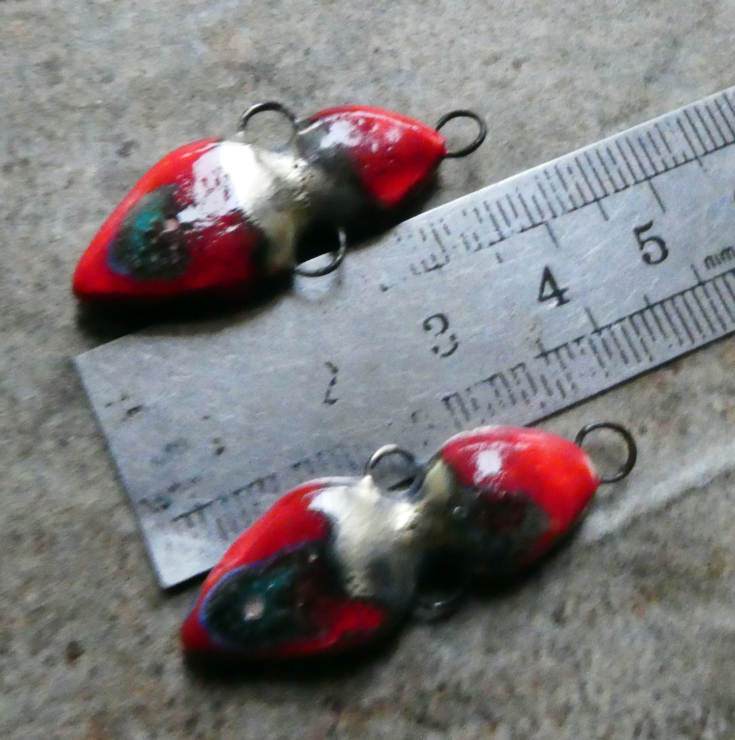 Ceramic Double Drop Earring Connectors - Ladybird