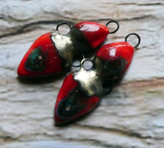 Ceramic Double Drop Earring Connectors - Ladybird