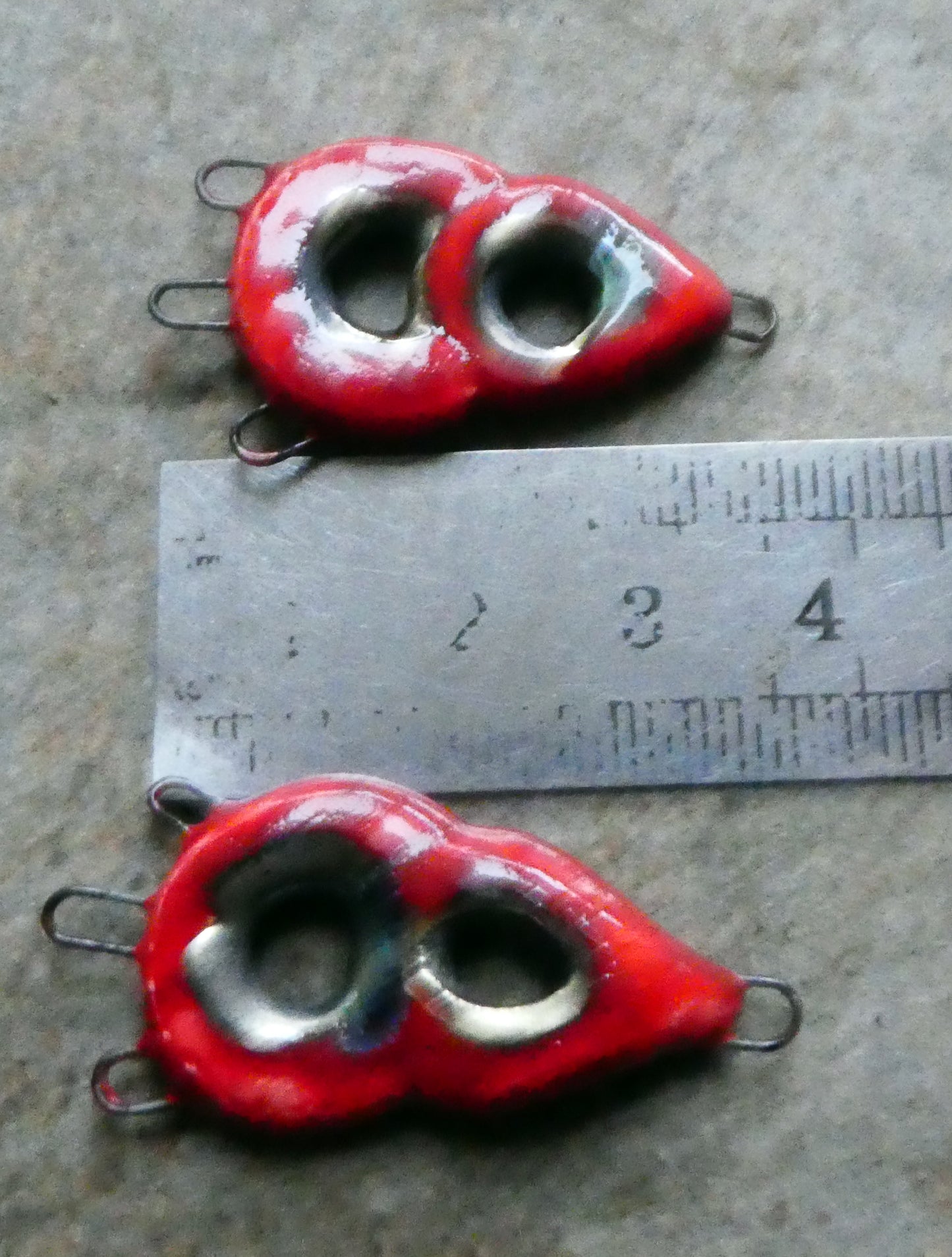 Ceramic Double Hoop Earring Connectors - Ladybird