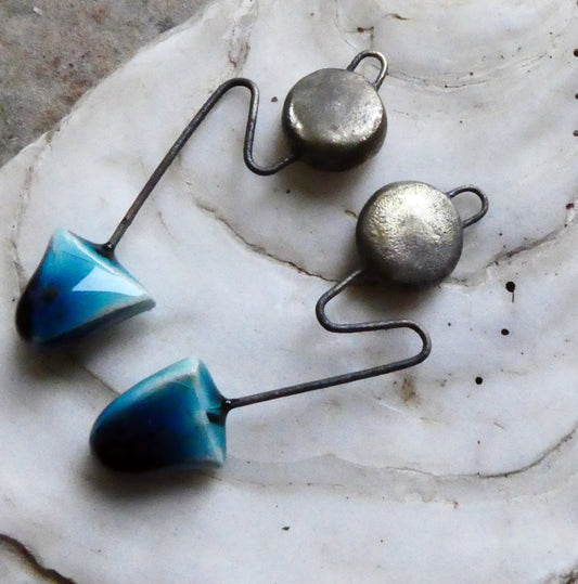 Ceramic Wiry Zigzag Earring Charms -Oriental Blue
