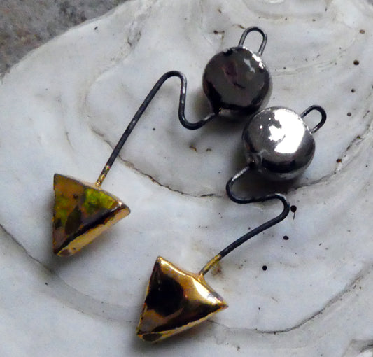 Ceramic Wiry Zigzag Earring Charms - Gold and Platinum