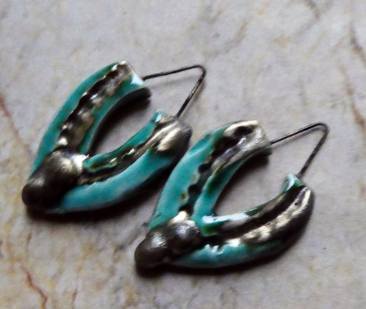 Ceramic V Shaped Earring Charms - Topaz