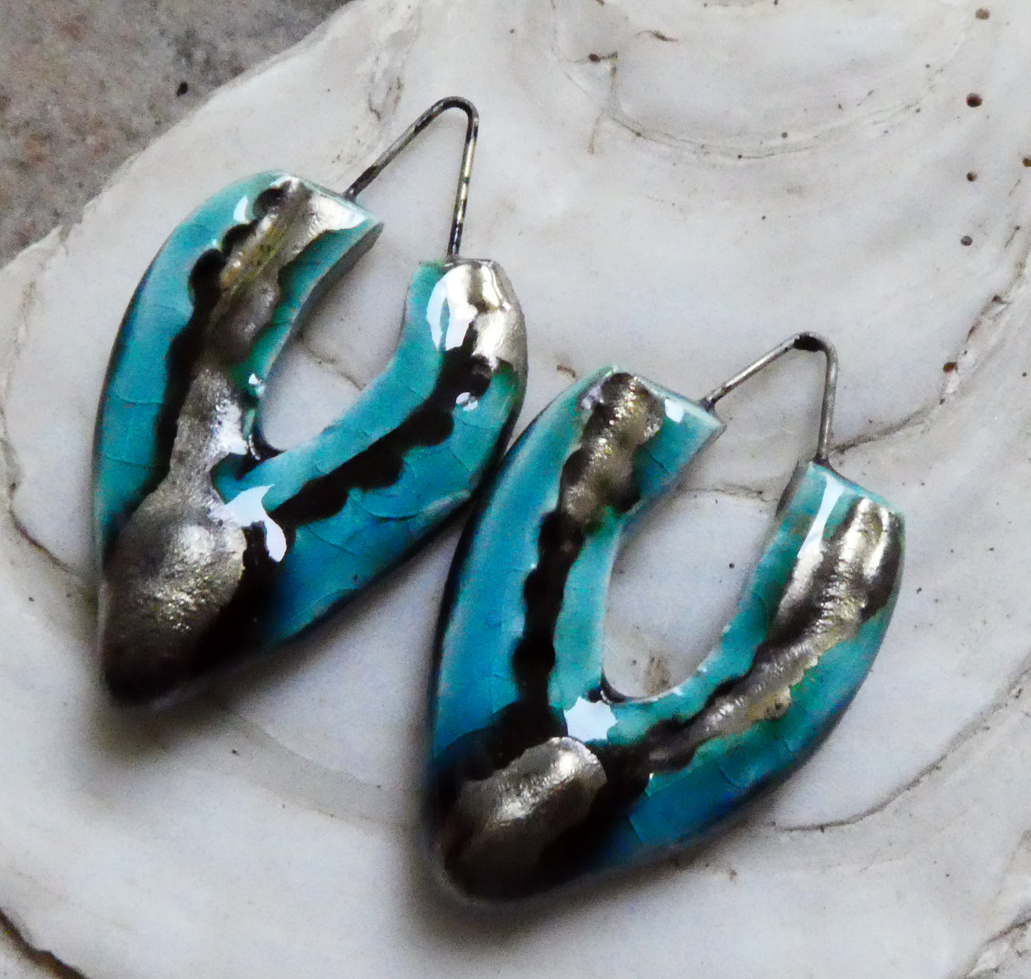 Ceramic V Shaped Earring Charms - Oriental Blue