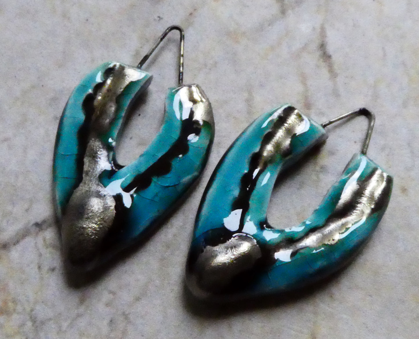 Ceramic V Shaped Earring Charms - Oriental Blue