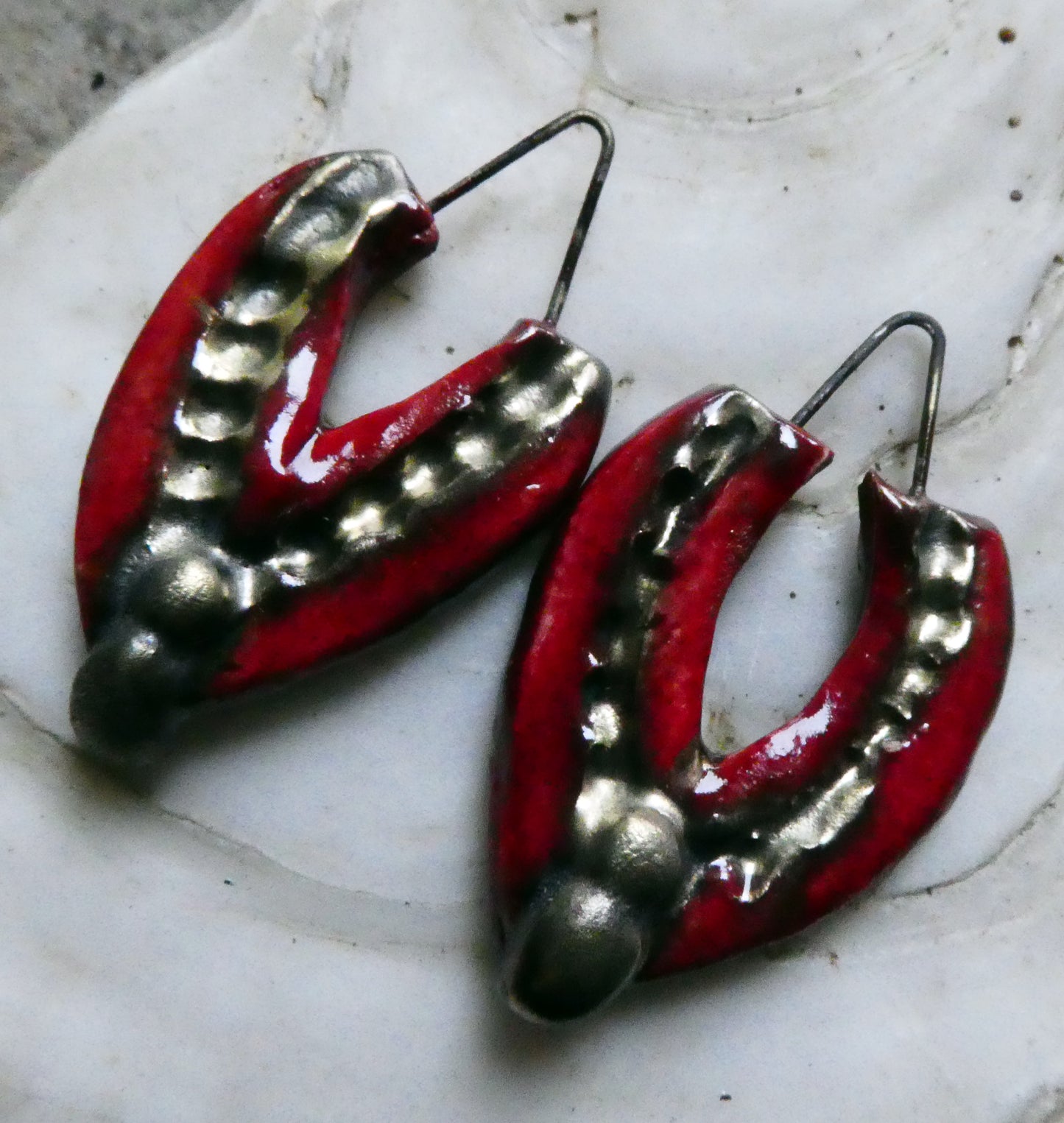Ceramic V Shaped Earring Charms - Red