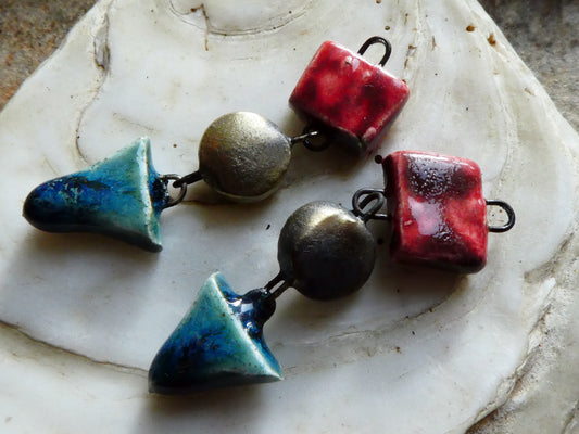 Ceramic Mixed Shape Dangles- Somerset Scarlet and Bora Bora