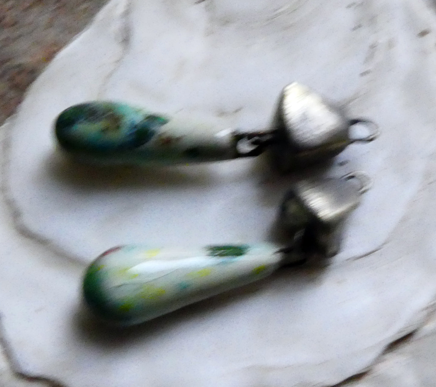 Ceramic Pyramid and Long Drop Dangles- Herb Garden