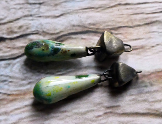 Ceramic Pyramid and Long Drop Dangles- Herb Garden