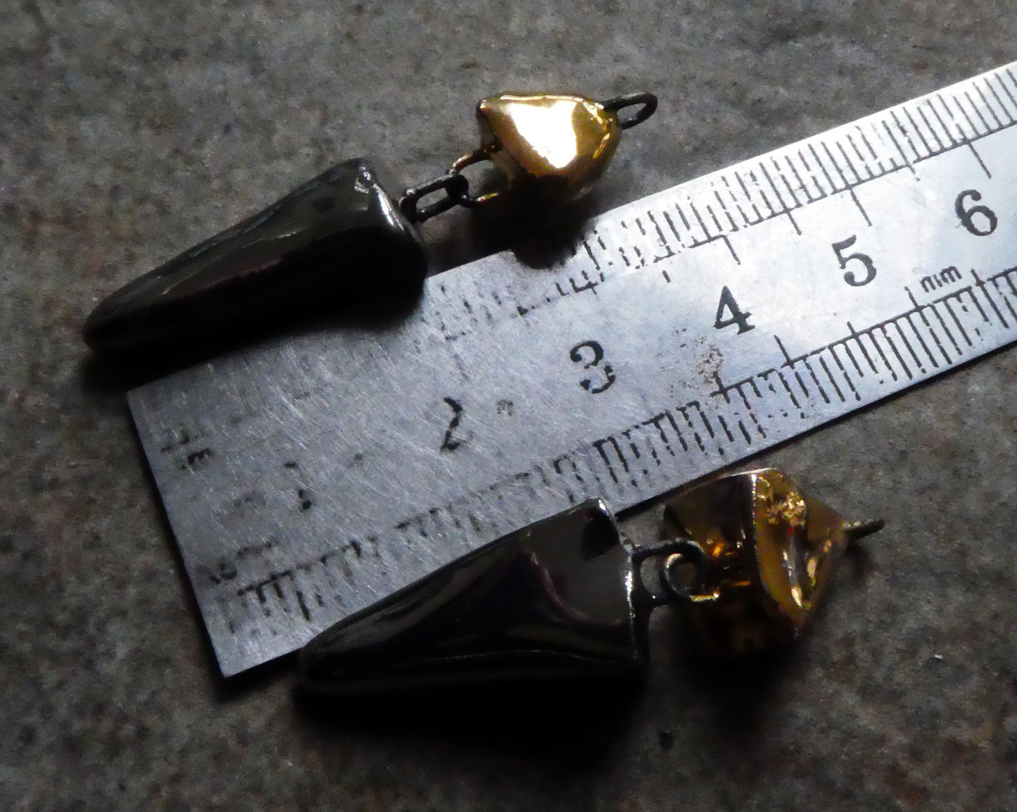 Ceramic Pyramid and Long Drop Dangles-Platinum and Gold