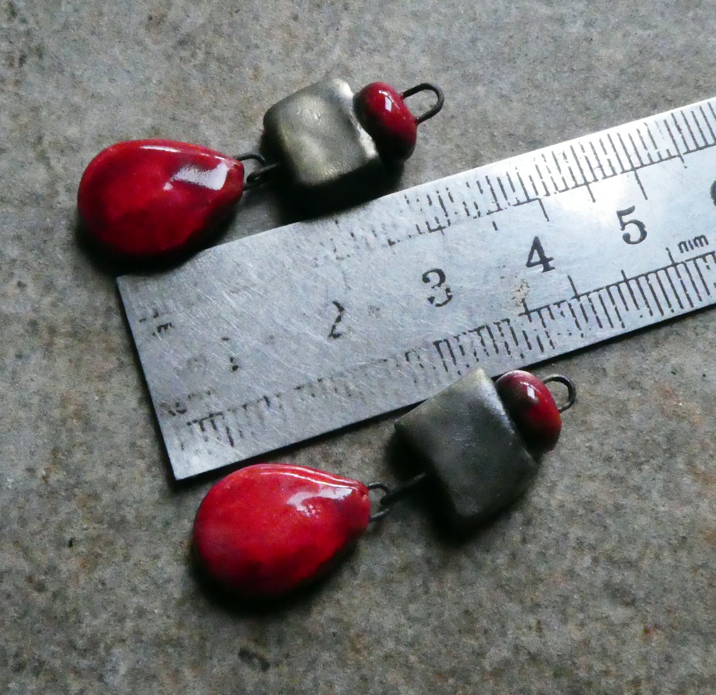 Ceramic Mixed Shape Dangles- Red