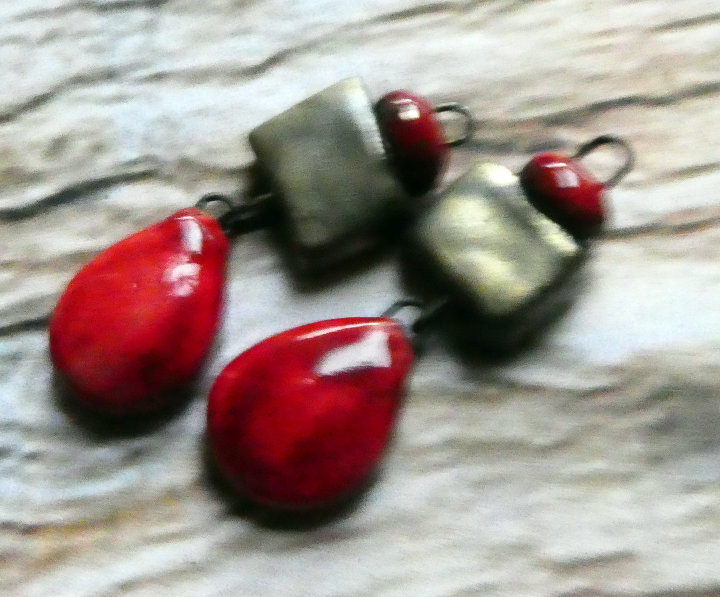 Ceramic Mixed Shape Dangles- Red