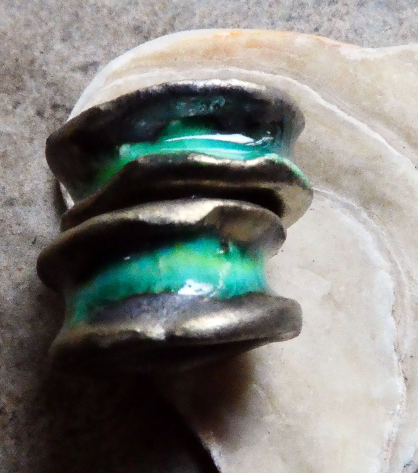 Ceramic Anticlastic Hoop Beads - Lime